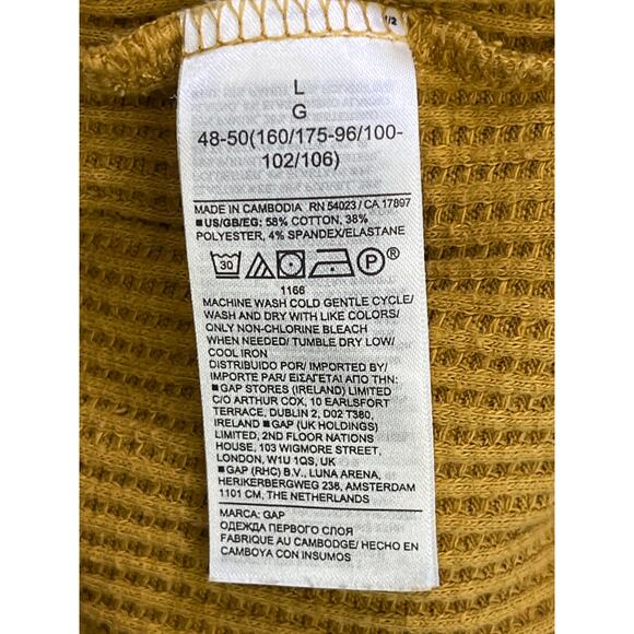 GAP Mustard Waffle Knit Oversized Crewneck Sweatshirt Top Size L - Picture 7 of 7